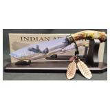 Indian Art Knife w Display Stand & Box