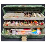 Vntg Fishing Tackle Box w Contents & Accessories