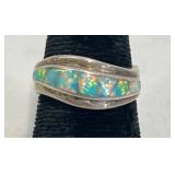 Sterling Silver Ring w Opal Inlay Sz 7