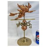 Copper Witch Weathervane w Brass Base