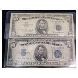 $2 & $5 U.S. Blue Seal Silver Certificates