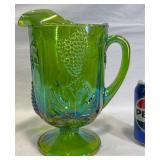 Vintage Indiana Glass Harvest Grape Green Pitcher