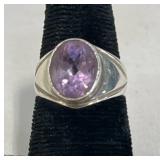 Sterling Silver Ring w Amethyst Stone Sz 7