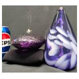 2 Decorative Art Glass Oil Lamps