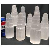 8 Carved Selenite Towers w UV Reactivity