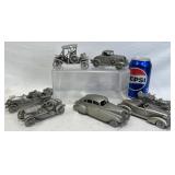 7 Miniature Pewter Car Models, Danbury Mint