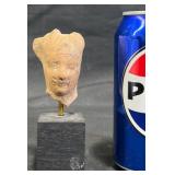 Ancient Greek Terracotta Head Fragment w Stand