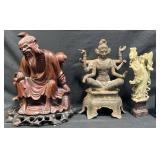 3 Asian Statues - Chinese, Vasudara & Soapstone