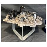 Very Large Natural Black Quartz Cluster w Stand