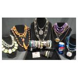 Large Costume Jewelry Lot ï¿½w Bangles, Necklaces +