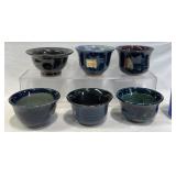 6 Handcrafted Ceramic Studio Pottery Bowls
