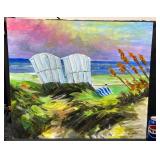 Original Beach Chairs Painting by Blue Bond