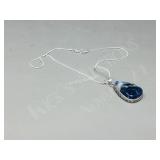 Sodalite & silver pendant/ chain