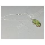Jasper & silver pendant/ chain