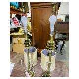 pair of metal base 34' tall table lamps