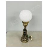 18' tall retro brass lamp w/ globe shade