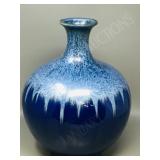 12.5' tall blue ceramic vase