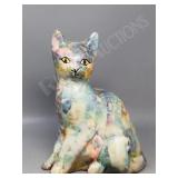 ceramic cat figure 10.5' collage theme
