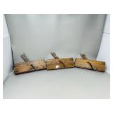 3 antique wood shaping planes