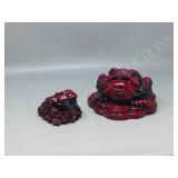 pair- red oriental frog ornaments