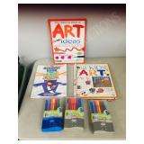 flat- 3 new childrens art books/ markers