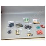 assorted Rosary & vintage buttons +military