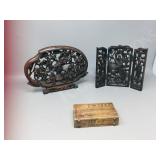 Oriental carved wood reliefs