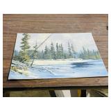 unframed painting on board