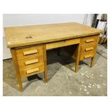 double pedestal oak desk