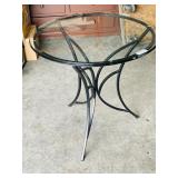 modern metal base table w/  glass tops-