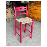 wood framed 37' tall woven seat stool -
