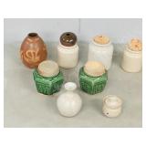 box- small pottery dishes- signed