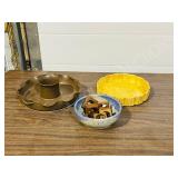 3 pcs pottery & wood napkin rings -