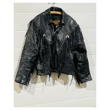 mens size 42 leather coat w/ fringes