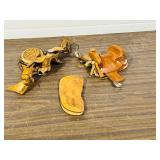 2 mini leather saddles & gun scabard
