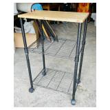 modern wood top 34' tall cart