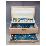 Pink jewellry chest & contents