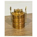 Hand  made 3 tier copper & brass lunch box
