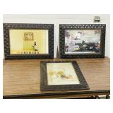 3 wood framed prints