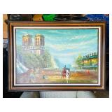 original oil on canvase - street scene, signed