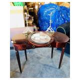 modern mirrored hall table w/ brass accent
