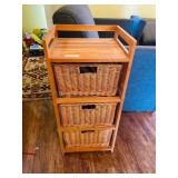 wood stand with baskets - 16w x 14d x 33h