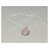 Rose Quartz & silver pendant/ chain