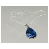 Sodalite & silver pendant/ chain