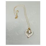 10k gold heart pendant & chain w/ 1 ct twt diamond