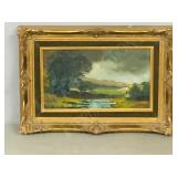 ornate framed oil/ board, unsigned  11 x 16'