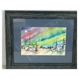 framed watercolor- Gerald LaCoste  14 x 17'