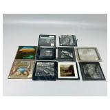 10 antique glass photo slides