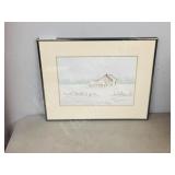 framed watercolor- D.Nemrava 'Barn' 15 x 18.5'
