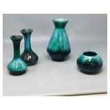 4 various small vases by Blue Mountain